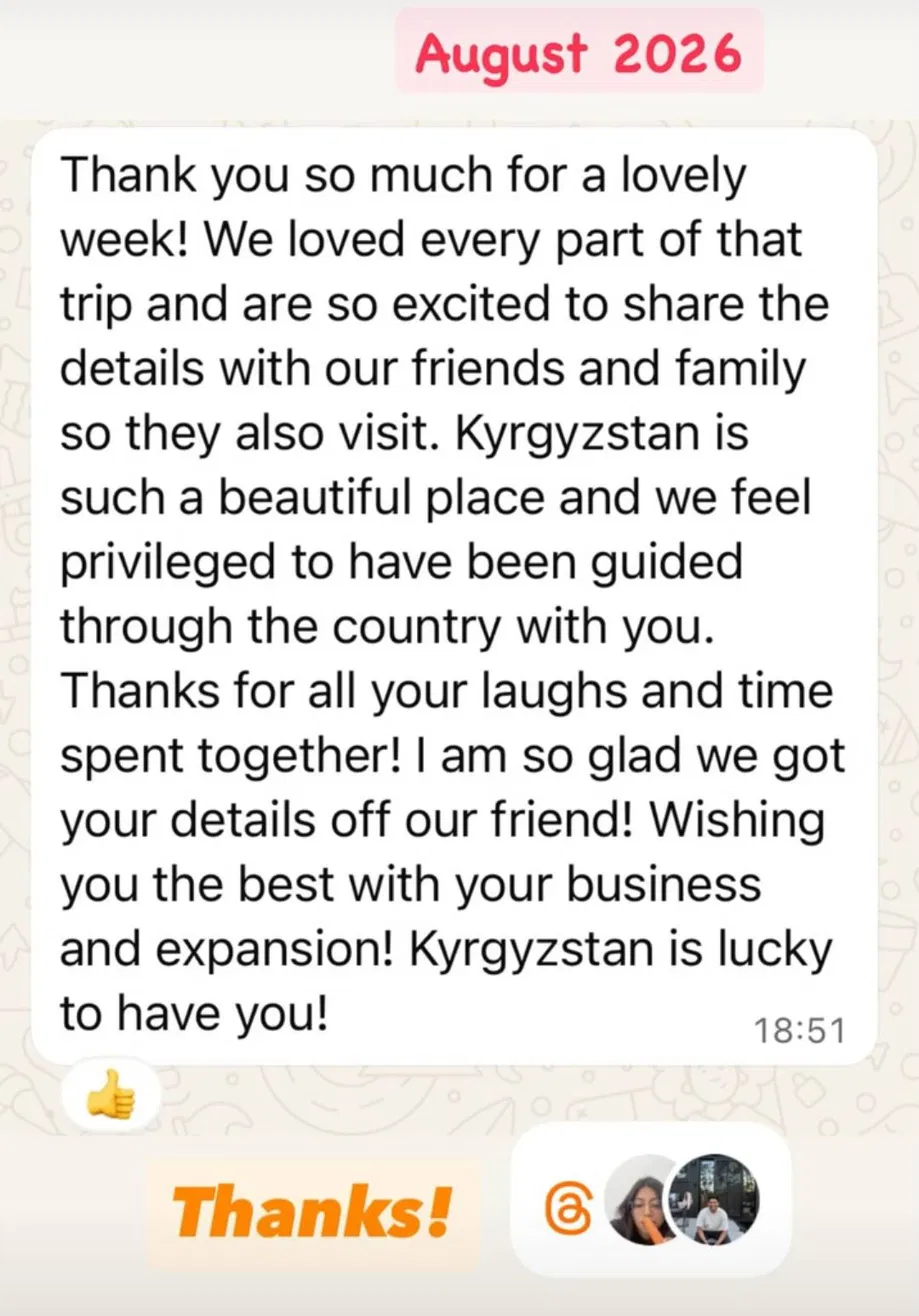 August 2026 review about a wonderful week in Kyrgyzstan
